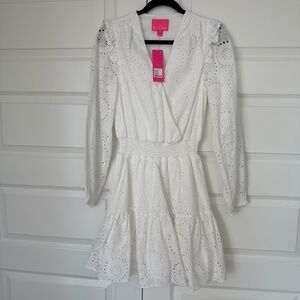 NWT Lilly Pulitzer White Lace Long Sleeve Resortwear Dress size 6